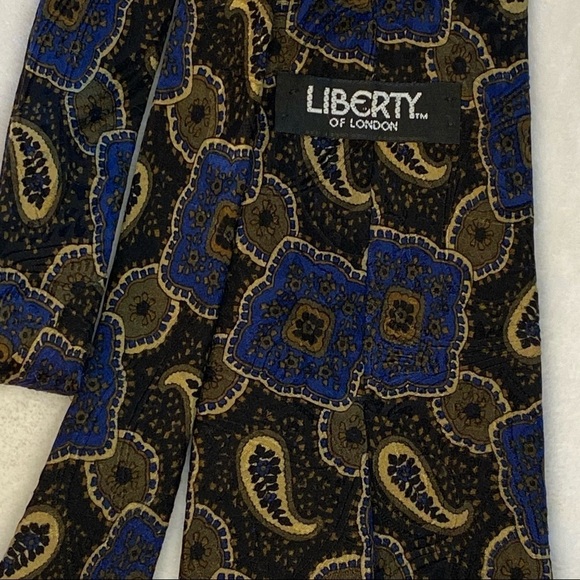 Liberty of London Silk Paisley Tie Blue - Picture 5 of 7
